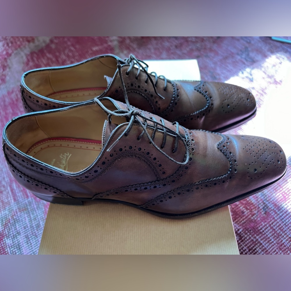 Christian Louboutin Mens Brown Lace Up Wingtip Size 42 1/2
